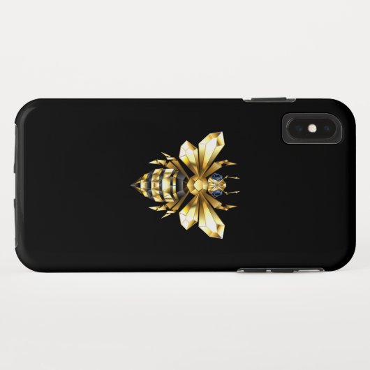 ブラックフェイクにゴールドフォイルのロゴBee多角形 Case-Mate iPhoneケース (裏面(横))