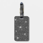 ブラックフェイクグリッターきらめくテクスチャ名 ラゲッジタグ (裏面縦)