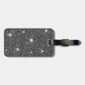 ブラックフェイクグリッターきらめくテクスチャ名 ラゲッジタグ (裏面横)