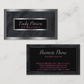 ブラックフェイクグリッターシルバーアクセント 名刺 (正面/裏面)