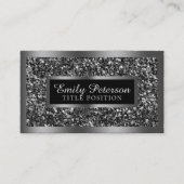 ブラックフェイクグリッターシルバーフレーム 名刺 (正面)