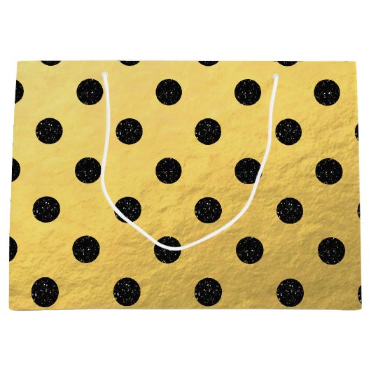 ブラックフェイクグリッタードット付き金箔抱き枕 ラージペーパーバッグ (正面)