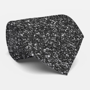 ブラックフェイクグリッタープリント ネクタイ