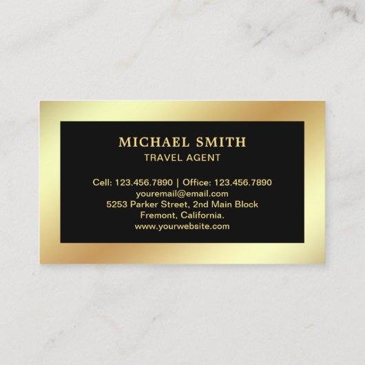 ブラックフェイクゴールドフォイルタージマハル旅行代理店 名刺 (裏面)