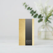 ブラックフェイクゴールドフォイルメタルストライプウェディングプランナー 名刺 (スタンド正面)