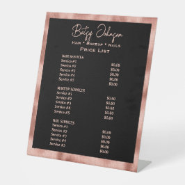 ブラックフェイクバラゴールドフォイル美しいサロン価格表 台座サイン