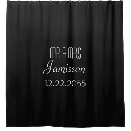 ブラックフェイクバーラップシャワーカーテンMR&MRS シャワーカーテン (正面)