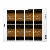 ブラックフェイクブラシ付き金ゴールドグリッターパーティの招待状 ラベル (フルシート)