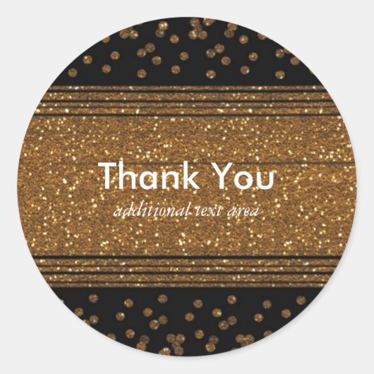 ブラックフェイクブラシ金ゴールドグリッターパーティーシール ラウンドシール (正面)