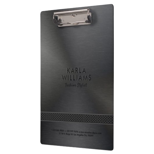 ブラックフェイクメタリック仕上げスチール クリップボード (左)