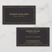 ブラックフェイクレザーと金ゴールド縁ど 名刺 (正面/裏面)