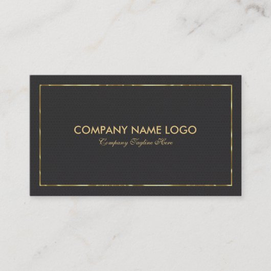 ブラックフェイクレザーと金ゴールド縁ど 名刺 (正面)