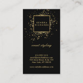 ブラックフェイク上の散乱金ゴールドモダン紙吹雪 名刺 (裏面)