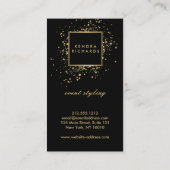 ブラックフェイク上の散乱金ゴールドモダン紙吹雪 名刺 (裏面)
