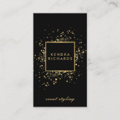 ブラックフェイク上の散乱金ゴールドモダン紙吹雪 名刺 (正面)