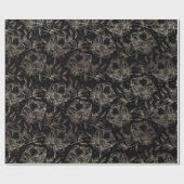 ブラックフェイク金ゴールドエレガント結婚花模様のギフト ラッピングペーパー (フラット)