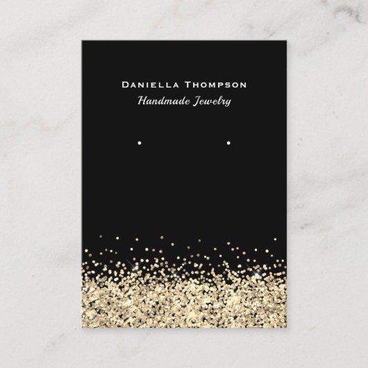ブラックフェイク金ゴールドグリッタージュエリーイヤリングディスプレイ 名刺 (正面)