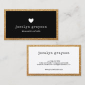 ブラックフェイク金ゴールドグリッターロマンス作家 名刺 (正面/裏面)