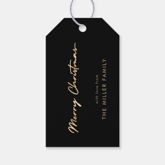 ブラックフェイク金ゴールドミニマルエレガントリストギフトラベル ギフトタグ (正面)