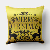 ブラックフェイク金ゴールドメリークリスマス装飾枕 クッション (裏面)