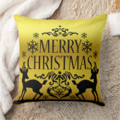 ブラックフェイク金ゴールドメリークリスマス装飾枕 クッション (ブランケット)