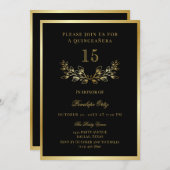 ブラックフェイク金ゴールドリースキンセアニラ 招待状 (正面/裏面)