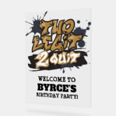 ブラックフェイク金ゴールド2レギ2やめ歓迎 アクリルサイン (傾斜)