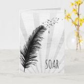 ブラックフェザーと鳥の卒業 カード (黄色い花)