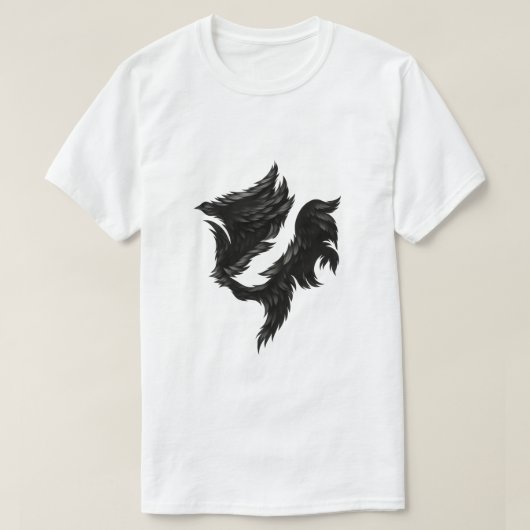 ブラックフェザーホース - 超現実的な影の形 Tシャツ (デザイン正面)