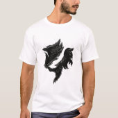 ブラックフェザーホース - 超現実的な影の形 Tシャツ (正面)
