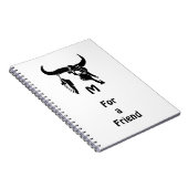 ブラックフェザー付きTribal Longhornブルスカル ノートブック (右側)