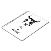 ブラックフェザー付きTribal Longhornブルスカル ノートブック (左側)