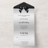 ブラックフェミニンジェムボウ&グリッター誕生日 オールインワン招待状 (内側)