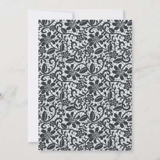 ブラックフェミニンフローラレースボウバースデーパーティー 招待状 (裏面)