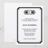 ブラックフェルト アートデコ レトロ ハリウッド 招待状 (正面/裏面)