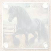 ブラックフェレジアンホースパスチュアフ素朴ェンス ガラスコースター (裏面)