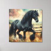 ブラックフェレジアンホースパスチュアフ素朴ェンス キャンバスプリント (正面)