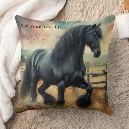 ブラックフェレジアンホースパスチュアフ素朴ェンス クッション (ブランケット)
