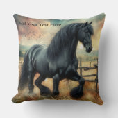 ブラックフェレジアンホースパスチュアフ素朴ェンス クッション (正面)