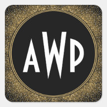 ブラックフォイルおよびゴールドフォイルアールデコ結婚式の引き出物