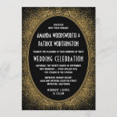 ブラックフォイルおよびゴールドフォイルアールデコ結婚式招待状 招待状 (正面)