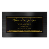 ブラックフォイルおよび金フォイルモダンメタル マグネット名刺 (正面)