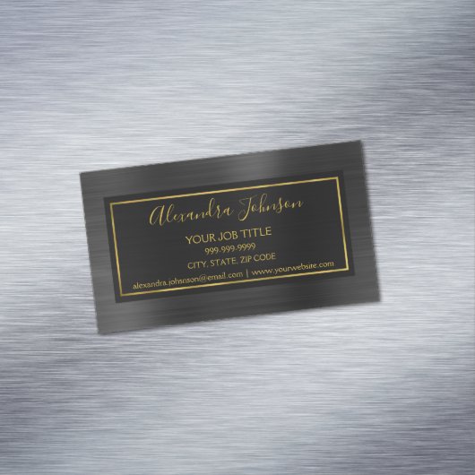 ブラックフォイルおよび金フォイルモダンメタル マグネット名刺 (インサイチュ)