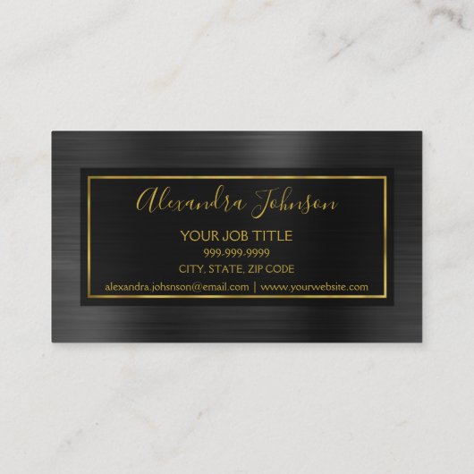 ブラックフォイルおよび金フォイルモダンメタル 名刺 (裏面)