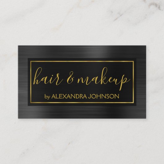 ブラックフォイルおよび金フォイルモダンメタル 名刺 (正面)