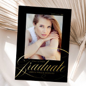 ブラックフォイルとゴールドフォイルのスクリプトの卒業発表 箔招待状