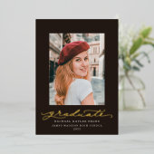 ブラックフォイルとゴールドフォイルスクリプトのフォイル発表 箔招待状 (立ち正面)