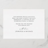 ブラックフォイルとゴールドフォイル結婚フローラのサンキューカード 箔招待状 (裏面)