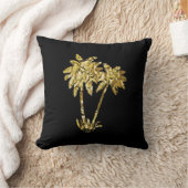 ブラックフォイルのヤシの木 クッション (ブランケット)