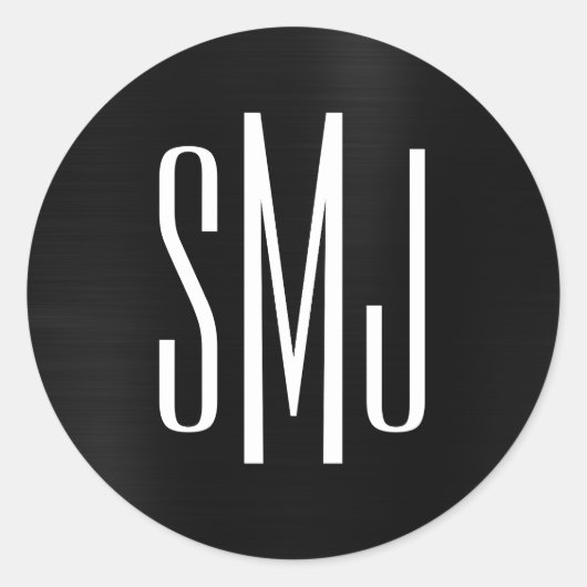 ブラックフォイルの3文字のイニシャルシール ラウンドシール (正面)